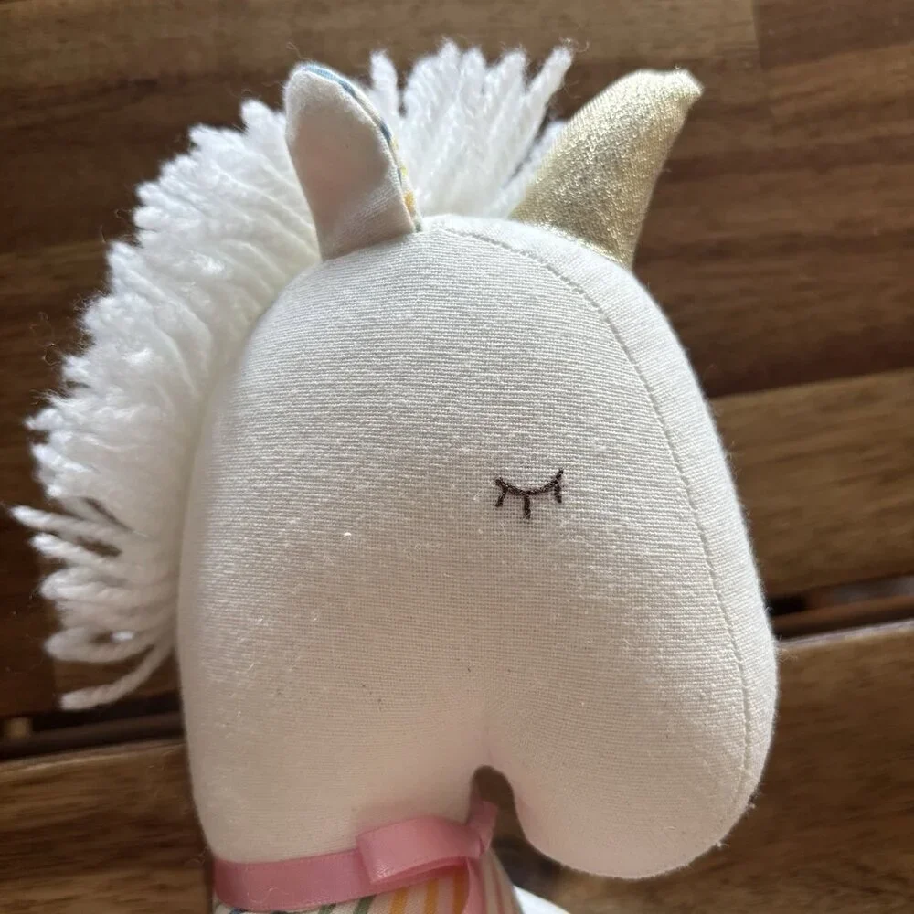 Alimrose Yvette Plush Unicorn‎ Toy Doll Rainbow Stripes Girls Pink Tutu Skirt